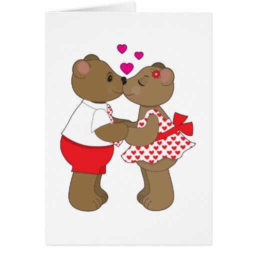 two teddy bears kissing