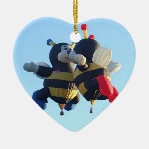 Kissing Bees Heart Ornament