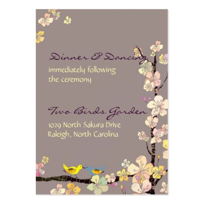 Kissing Birds Wedding Reception Inserts Large Business Card