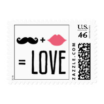 Kissing Booth - Mr + Mrs = Love Postage Stamps