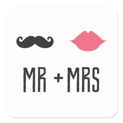 Kissing Booth - Mr. + Mrs. - Square Stickers