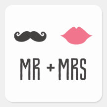 Kissing Booth - Mr. + Mrs. - Square Stickers