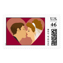 Kissing Bride & Groom Custom Postage Stamps