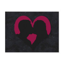 Kissing Couple Silhouette on Red Heart Post Cards