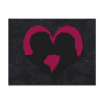 Kissing Couple Silhouette on Red Heart postcards