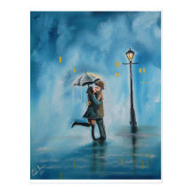 KISSING COUPLE UMBRELLA POSTCARDS