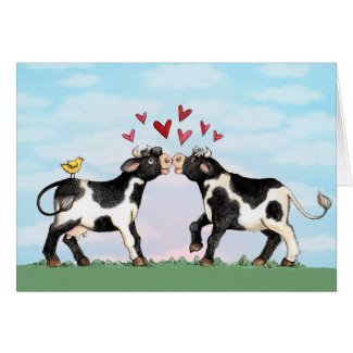 Kissing Cows - Valentine Card