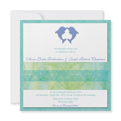 Kissing Dolphins - Custom Order Wedding invites invitation