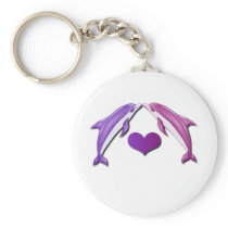 Kissing Dolphins Keychain