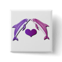 Kissing Dolphins Square Button
