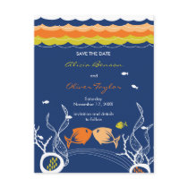 Kissing Fish + Coral Wave 2 Save The Date Postcard by fat_fa_tin Kissing Fish + Coral Wave 2 Save The Date Postcard