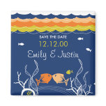 Kissing Fish + Coral Waves 2 Save The Date Magnet Kissing Fish + Coral Waves 2 Save The Date Magnet