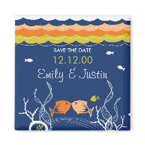 Kissing Fish + Coral Waves 2 Save The Date Magnet