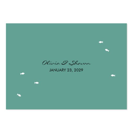 Kissing Fishes Corals Beach Whimsical Cute Wedding Business Cards (back side)