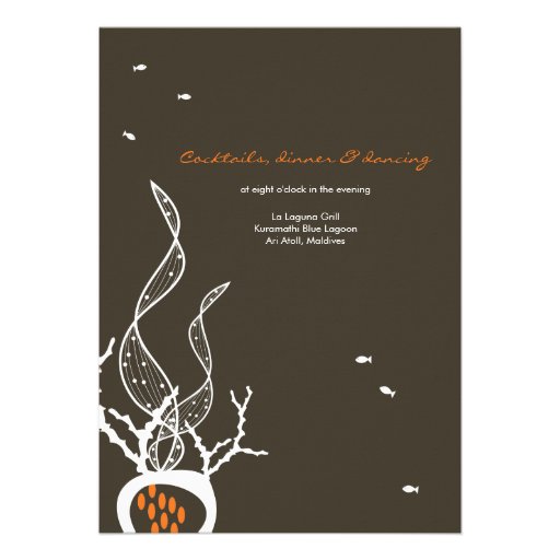 Kissing Fishes Corals Beach Whimsical Cute Wedding Card