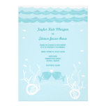 Kissing Fishes Corals Beach Whimsical Cute Wedding invitations