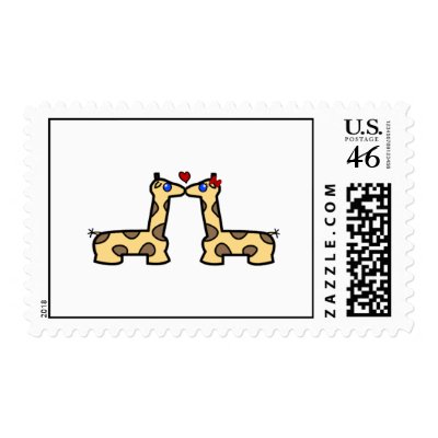 Kissing Giraffes Postage Stamps by KhagerIdeas