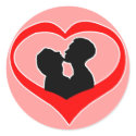 Kissing Heart on Ligth Rose Background sticker