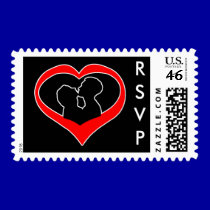 Kissing Heart RSVP Postage Stamps stamps
