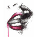Kissing Lips White and Gray Thin Womens Tshirt