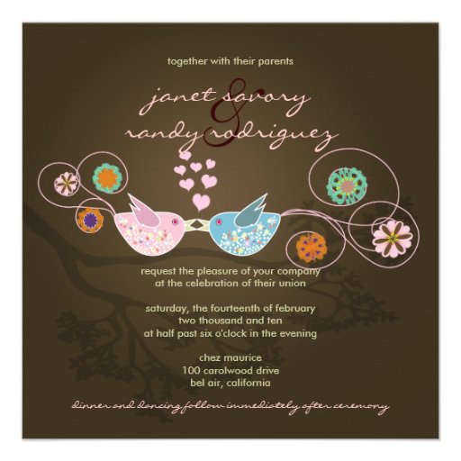 Kissing Love Birds floating hearts/mocha Announcement