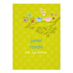 Kissing Love Birds floating hearts/polka dots Personalized Invitation