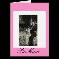 Kissing on brick wall be mine card