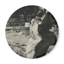Kissing on the stone wall fridge magnet
