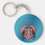 Kissing Penguins Cute Wedding Favor Keychain