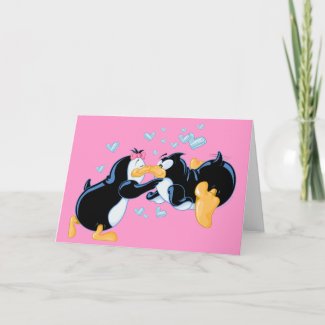 Kissing Penguins Greeting Card card