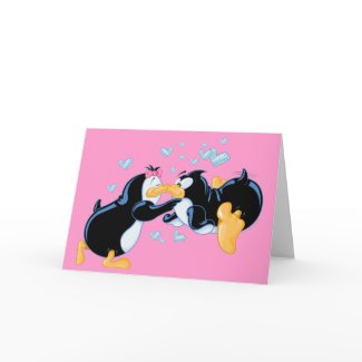 Kissing Penguins Greeting Card card