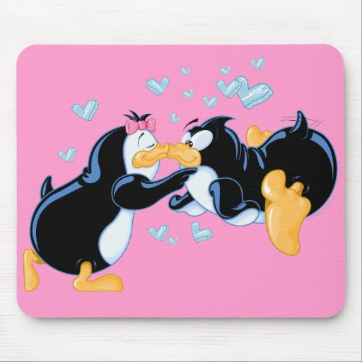 Kissing Penguins Mousepad
