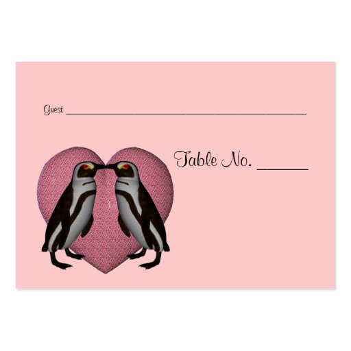 Kissing Penguins Wedding Table Place Cards Business Cards (front side)