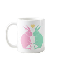 kissing rabbits (color) mugs