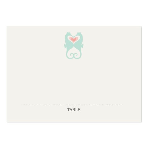 Kissing Seahorses Hearts Beach Wedding Place Cards Business Cards (front side)