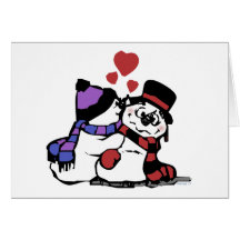 Kissing Snowman Christmas Card