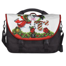 Kissing Snowman Couple Laptop Bag