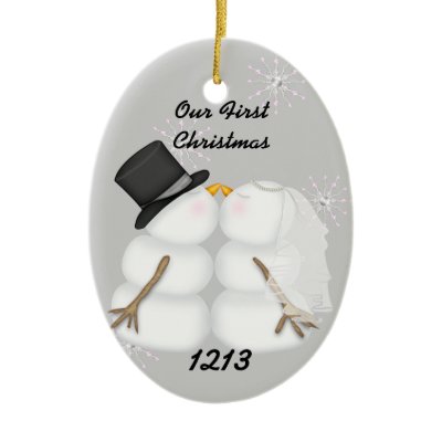 Kissing Snowmen Married Our 1st Chrismas Snowflake Ornaments