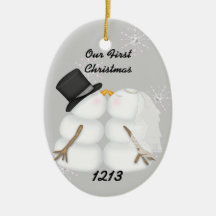 Kissing Snowmen Married Our 1st Chrismas Snowflake Ornaments