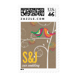 Kissing Summer Birds Kraft Paper Wedding Stamps