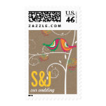 Kissing Summer Birds Kraft Paper Wedding Stamps stamps