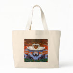 Kissing Swans in Love, Heart Shape Necks Tote Bag