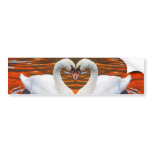 Kissing Swans in Love, Heart Shape Necks Bumper Stickers