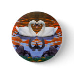 Kissing Swans in Love, Heart Shape Necks buttons