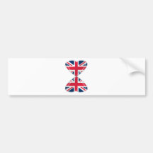Kissing UK Hearts Flags Bumper Stickers