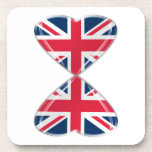 Kissing UK Hearts Flags cork coasters