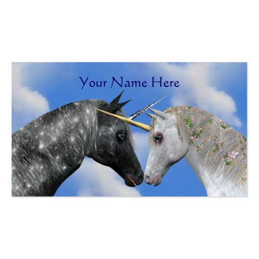 Kissing Unicorns Fantasy Horse Business Card (front side)