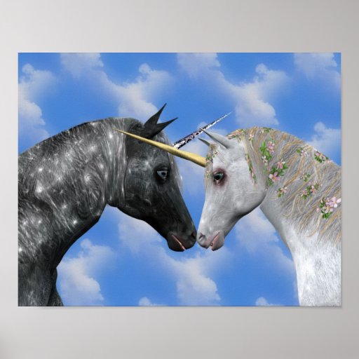Kissing Unicorns Fantasy Poster Zazzle