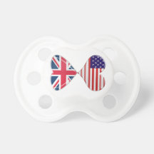 Kissing USA and UK Hearts Flags Art