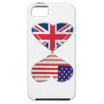 Kissing USA and UK Hearts Flags Art